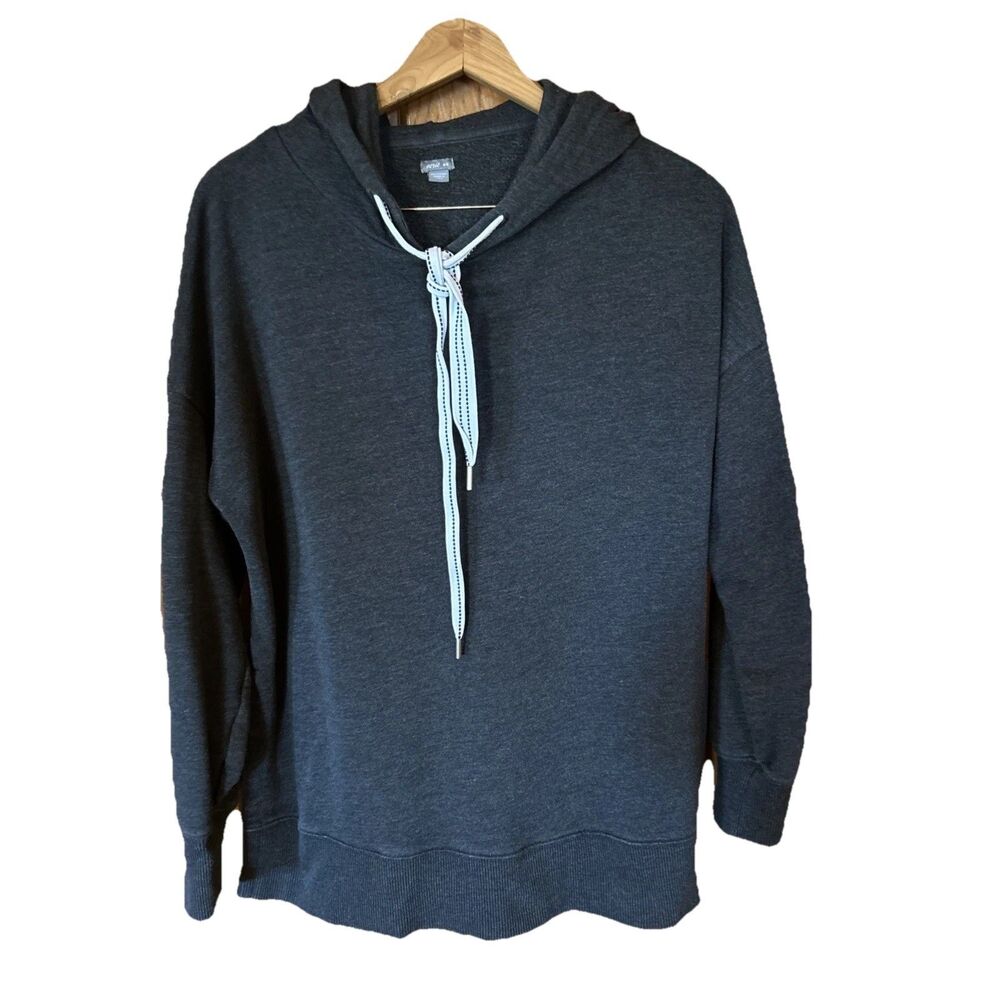 Aerie Charcoal Gray Hoodie Sweatshirt Womens Medium Side Slit Drawstring Lounge